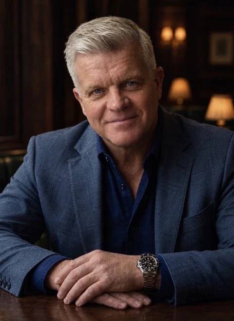 Andrew Freeman in a blue jacket
