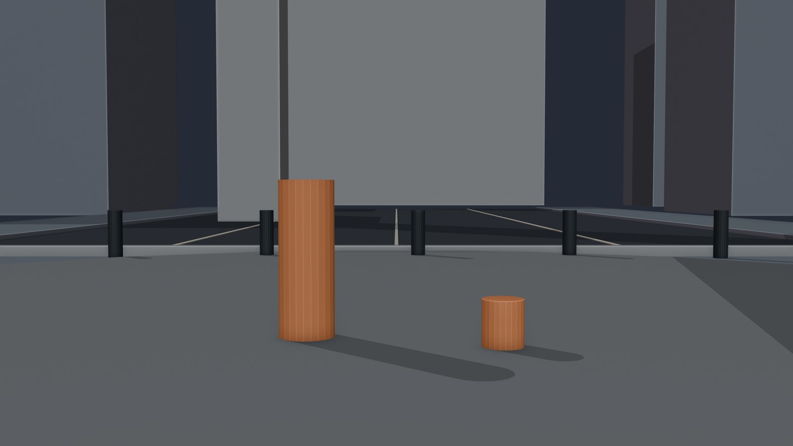 Actual Blender reverse camera view of entrance stair blockout