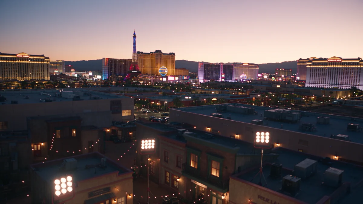 An elevated Las Vegas courtyard from Andrew’s crane-drop shot study